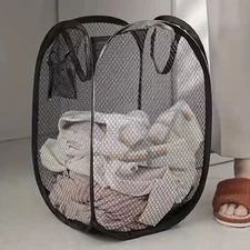 Mesh Pop-Up Laundry Basket Foldable Large Dirty Clothes Hamper Storage Bin