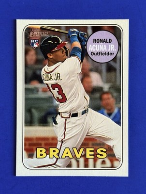 2018 Topps Heritage Ronald Acuna Jr Action Parallel Baseball SP Rookie Card #580