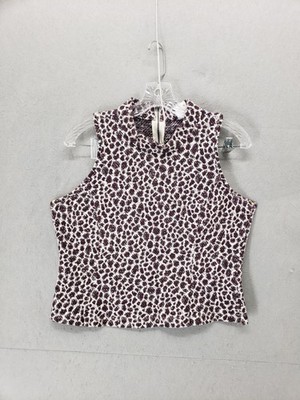Akemi + Kin Shirt Womens Medium Sleeveless Mock Neck Animal Print Top Anthropolo