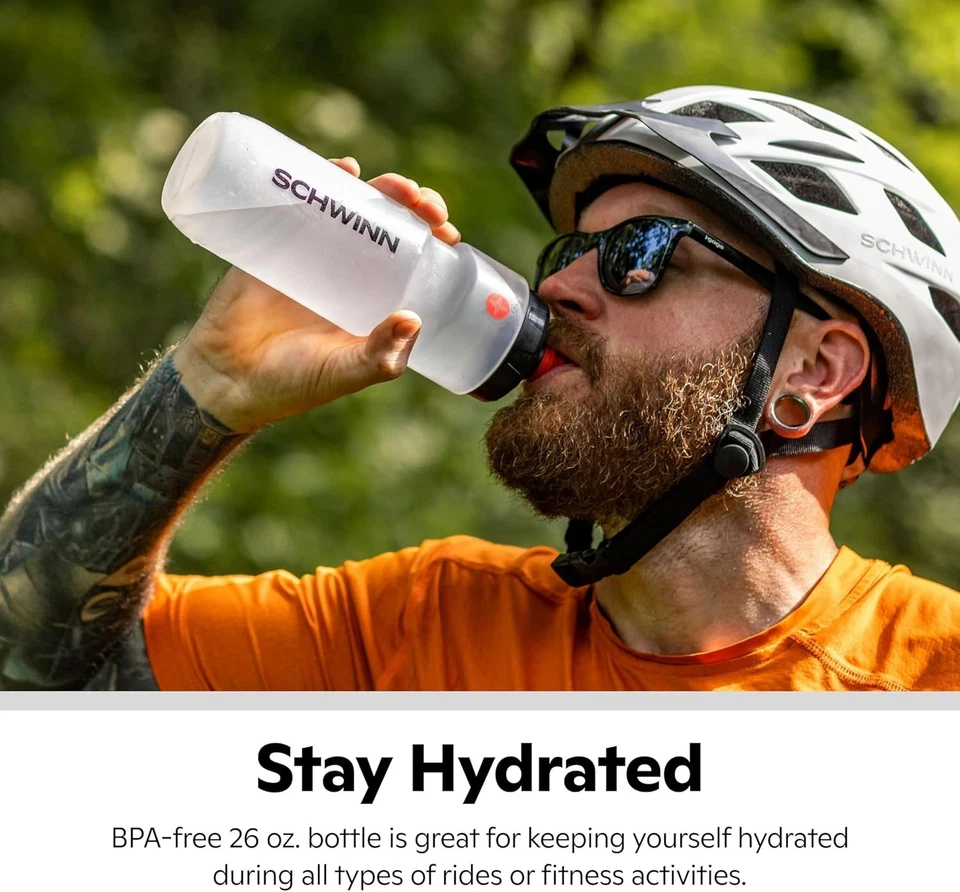 Botella de agua deportiva translúcida Schwinn con soporte para bicicleta, 26 oz, sin BPA, Foto 3 de 3