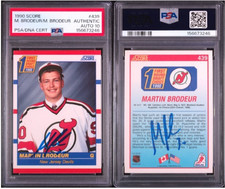1990 Score 439 Martin Brodeur Double Signed Rookie Card Autograph RC PSA 10 Auto. rookie card picture