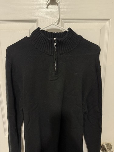 Calvin Klein Boys Mock Neck 1/4 Zip Knit Sweater Black Sz XL 18/20 NEW - Picture 2 of 7