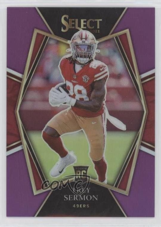 2021 Panini Select Premier Level Purple Prizm 60/75 Trey Sermon Rookie RC qc6