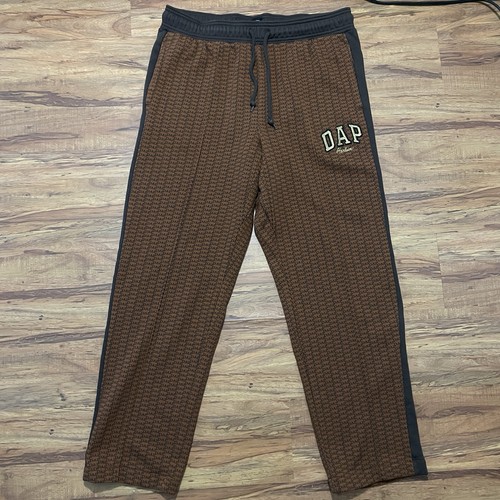 Gap X Dap Harlem Sweatpants Mens Large Brown Dapper Dan Relaxed Wide Leg AOP