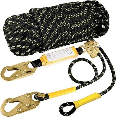 TRSMIMA Rope Harness Safety Lanyard：50ft Vertical Roofing Rope With Grab 