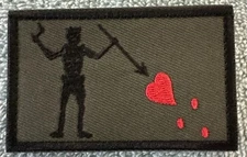 BLACK BEARD PIRATE FLAG 2x3 Embroidered Morale Patch Hook Backing Brand New