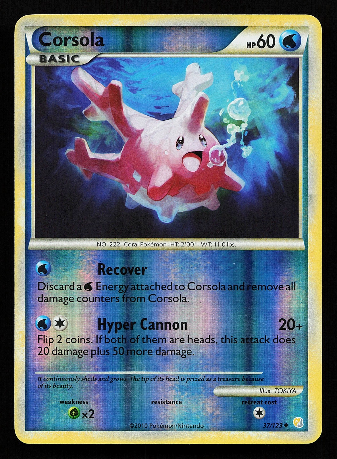 Corsola 37/123 Reverse Holo HeartGold SoulSilver Pokémon Card