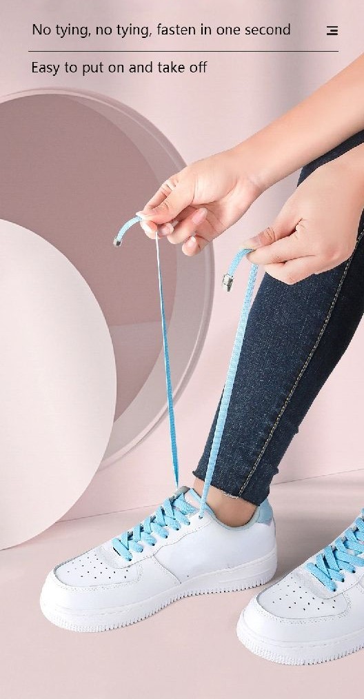 SAINT LAURENT Lacci scarpe di ricambio piatti sneakers blu navy elasticizzati senza lacci #2001