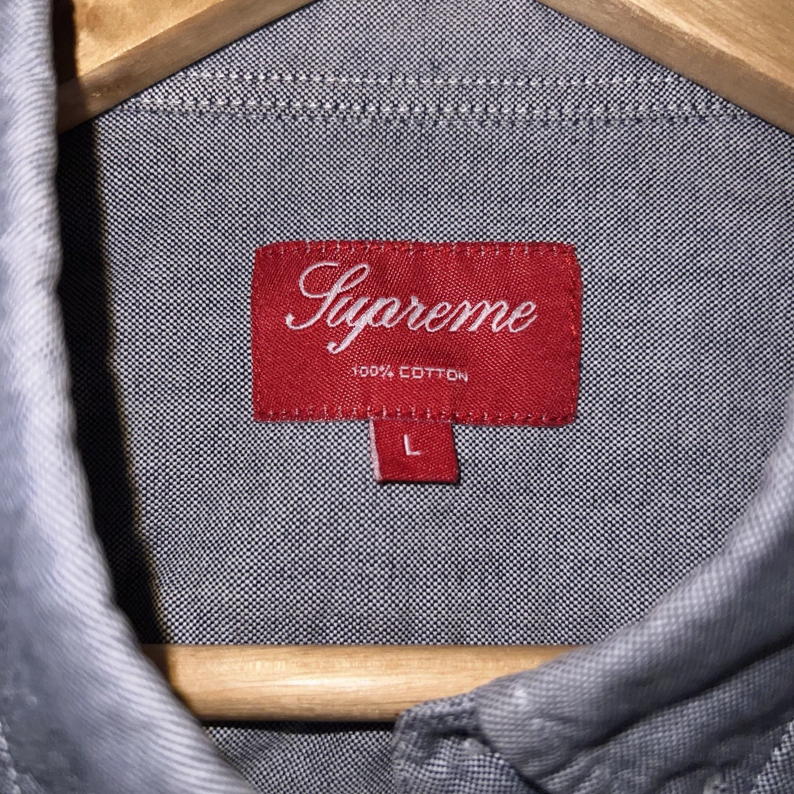 Supreme Button Up Size L  Solid Grey Y2K Skater G… - image 3