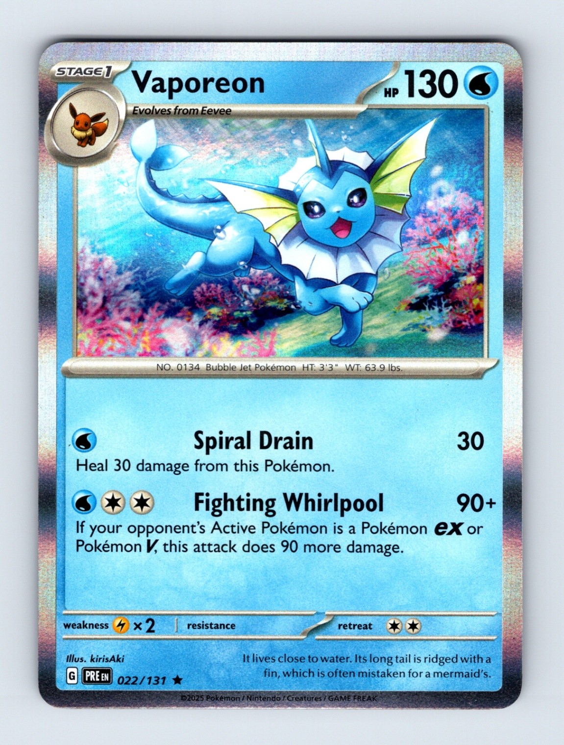 Vaporeon 022/131 Holo SV: Prismatic Evolutions 022/131 NM/LP