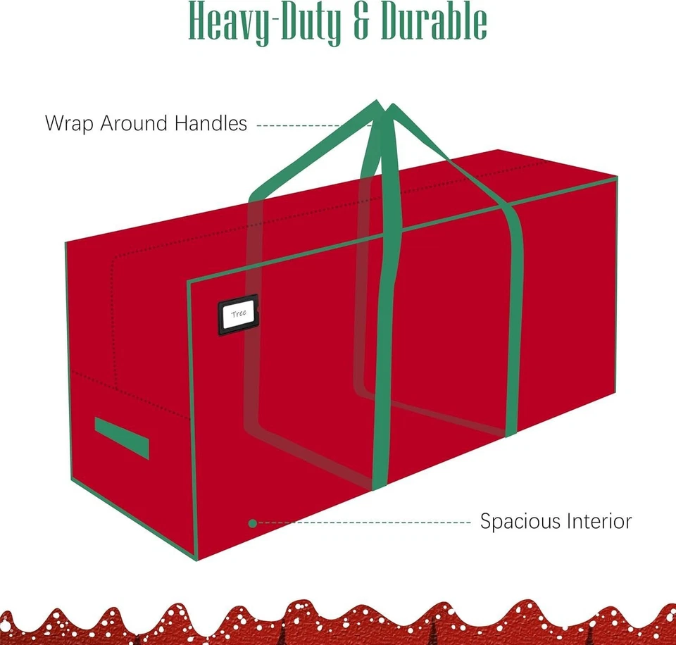 7.5ft Christmas Tree Storage Bag 48x16x20" Heavy Duty Waterproof Xmas Holiday Re - Image 4 of 4