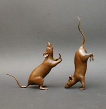 Bronze Buchstützen-Set „Zwei Mäuse“ – by Ruchos