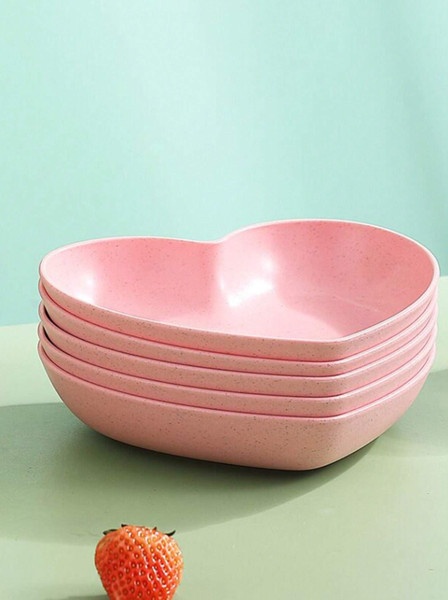 Plato de aperitivo de plástico en forma de corazón de 5 piezas adecuado para dulces frutas hogar y fiesta