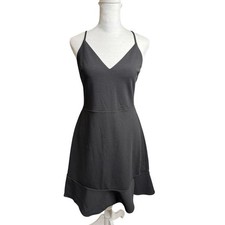 Express Black Ruffle Fit and Flare Mini Dress Women’s Size M Cami Straps LBD