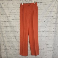 Mondi Pure New Wool Orange High Waist Tapered Leg  Pleated Front Pants Sz 36