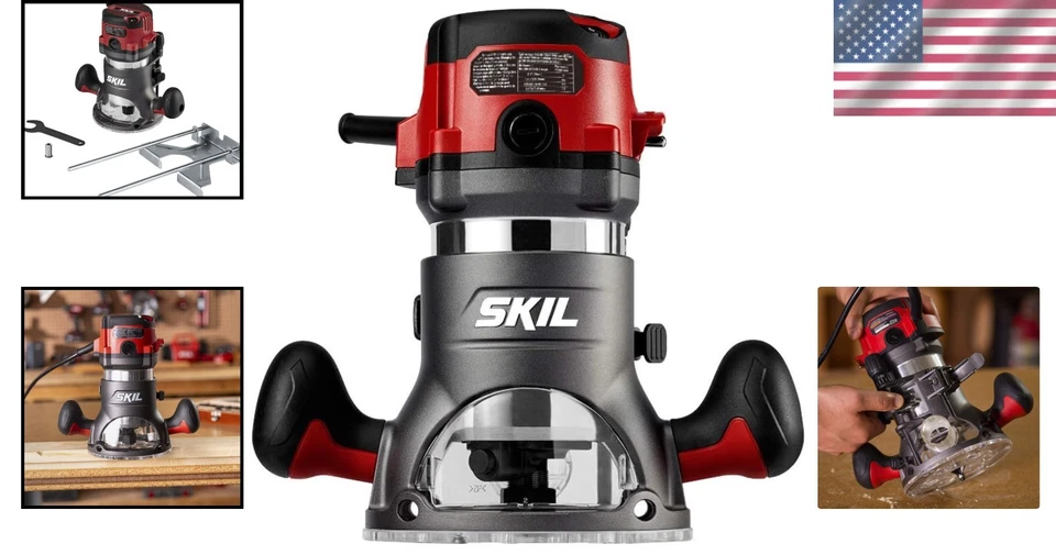 Router Base Fija con Cable 10 Amp 2 HP Control de Velocidad Extracción de Polvo Foto 2 de 4