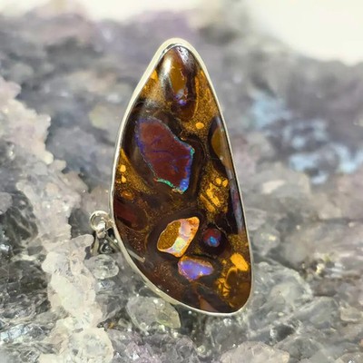 'Arvenis' Queensland Natural Boulder Opal 39.00ct S925 Silver Custom-made Pen...