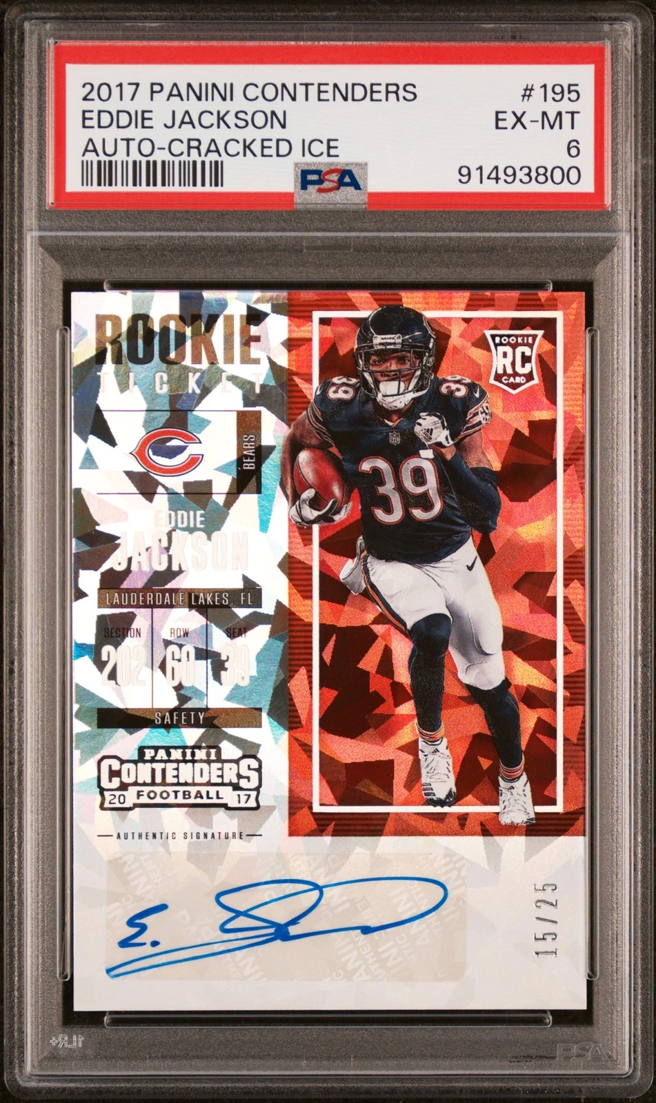 Eddie Jackson Panini Contenders #195 Autograph-Cracked Ice