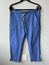 FIGS Women  s Size S Petite Ceil Blue Elastic Waist Yola Skinny Scrub Pants 27  