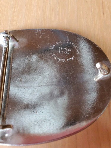 Hebilla de cinturón vintage Montana plateros plata alemana dos tonos gansos pato - Imagen 4 de 5