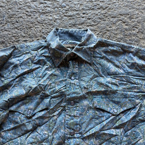 Stetson, Vintage Stetson Button Up Long Sleeve Shirt Pearl Snap Paisley Western Rodeo Lrg