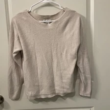 Rachel Zoe Sweater Women Size Medium Cream Long Sleeve V Neck Nylon cottagecore