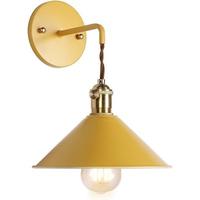 Yellow Industrial Modern Wall Sconce Light Metal Wall Lamp Fixture w Switch