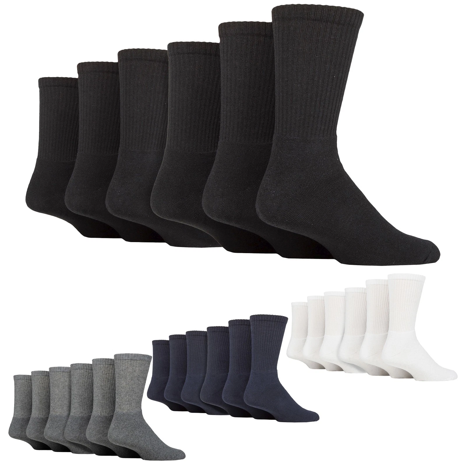 6 Pack Mens Plain Crew Sport Cotton Socks by SOCKSHOP TORE