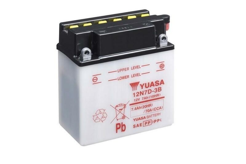 Batterie YUASA 12N7D-3B moto conventionnelle 12V 7Ah pour deux-roues classique