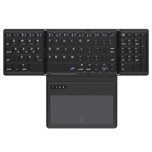 PU Leather Foldable Bluetooth Keyboard with Large Touchpad Numeric Keypad - Picture 2 of 10