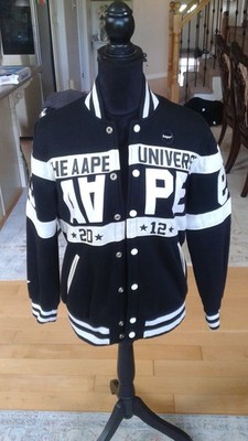 BAPE AAPE BOMBER JACKET SIZE: YOUTH XL OR MEN S BLACK & WHITE COLOR