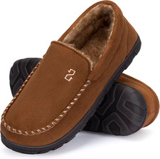 Mens Moccasin Slippers Indoor Outdoor House Slippers Warm Plush Fuzzy Memory .