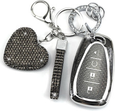 Key Fob Cover with Diamond Keychain for Women Car Key Holder Compatible with Che