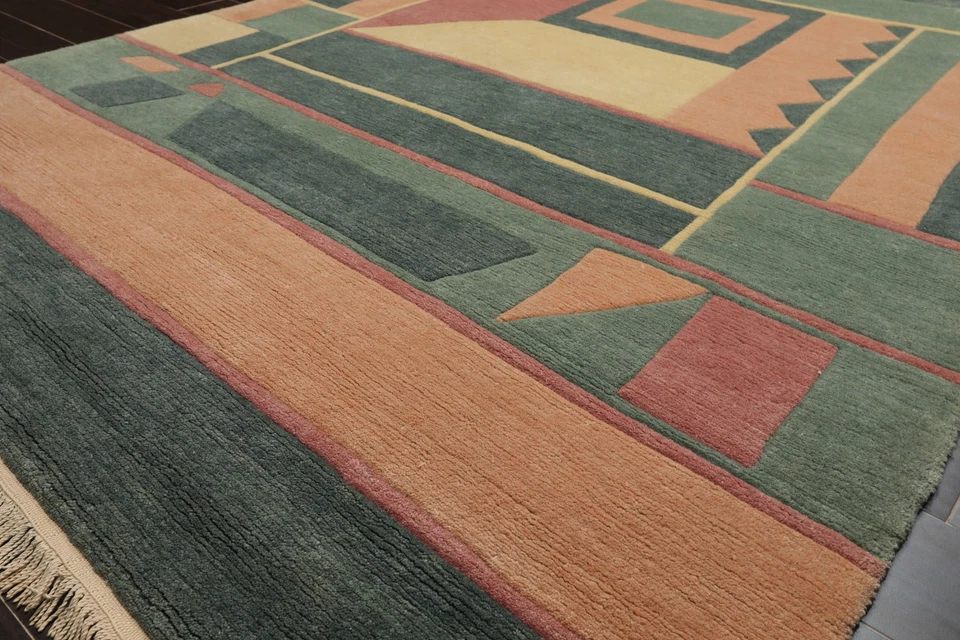 5'10''x8'4'' Hand Knotted New Zealand Wool Teal Tibetan Modern Plush Pile Rug - Image 4 of 4