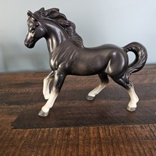Vintage Prancing Black & White Horse Figurine Enesco Japan 6"x7" Porcelain #3296