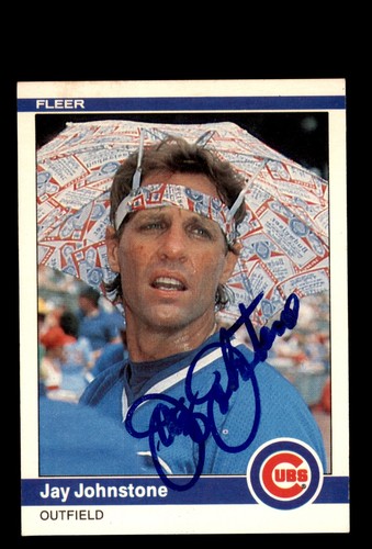 Signierte Baseballkarte Auto 1984 Fleer #495 Jay Johnstone Chicago Cubs - Bild 1 von 2