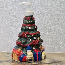 Christmas Tree Soap Dispenser Ceramic Pump Bottle Presents Holiday Decor Gift