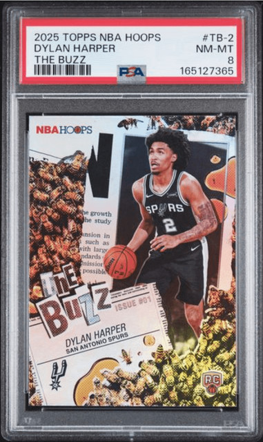 Graded 2025 Topps NBA Hoops Dylan Harper #TB2 The Buzz Rookie RC Card PSA 8