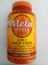 Metamucil Psyllium Fiber 300 Capsules Gluten-Free Exp 01/2027