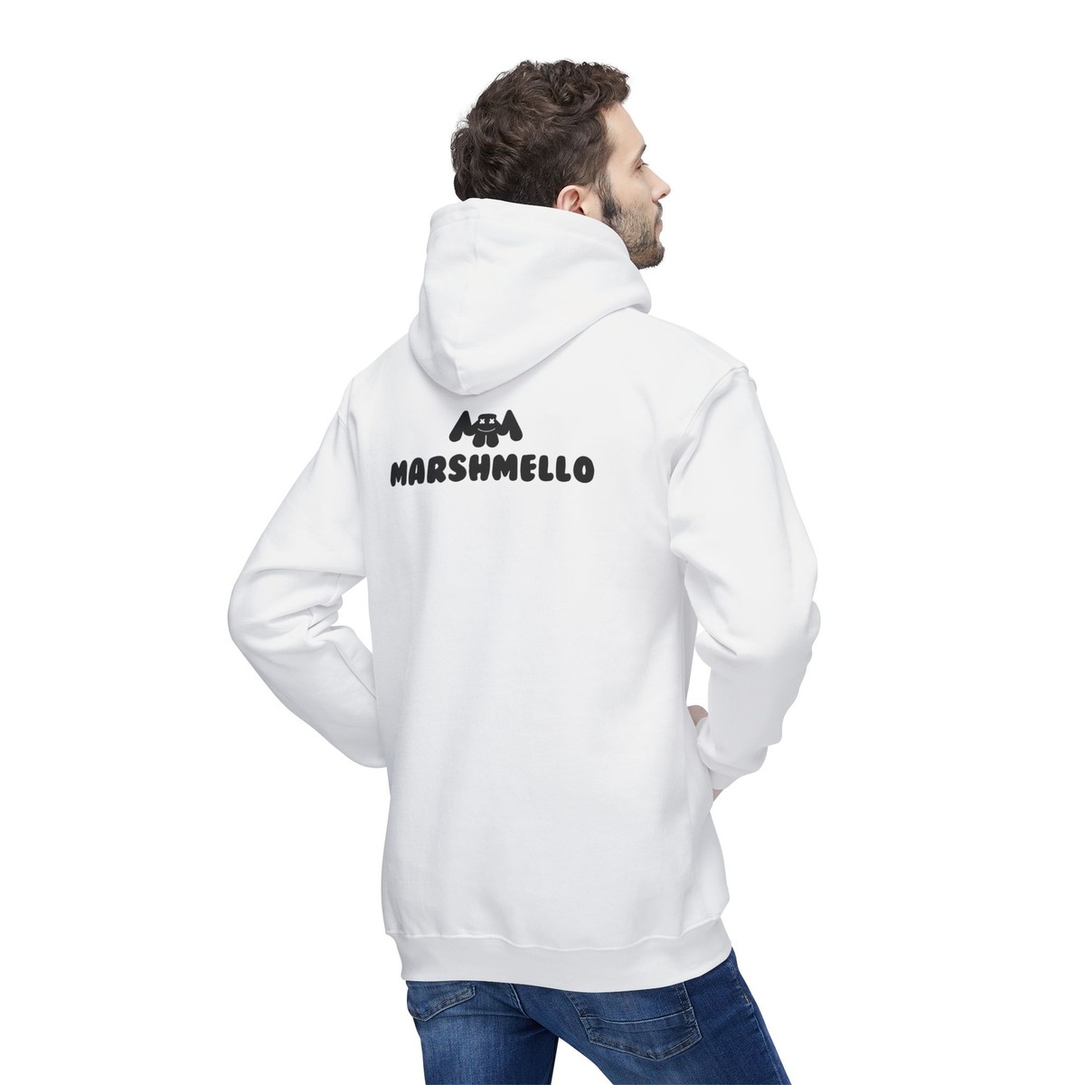 Marshmello White Gaming Hoodie - Unisex Hooded Sweatshirt, Made in