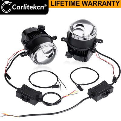 2PCS 3.0'' Bi LED Fog Projector Lens Hi/Lo Beam Retrofit Fog Light Lamp White 60W