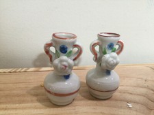 Lot Of 2 Made In Occupied Japan Miniature Bud Vase applied rose