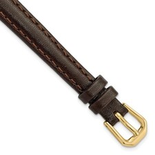 10mm 6.75" Brown Smooth Leather Gold-tone Buckle Watch Band
