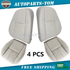 Driver & Passenger Seat Cover Leather Gray For 07-14 Chevy Suburban Silverado