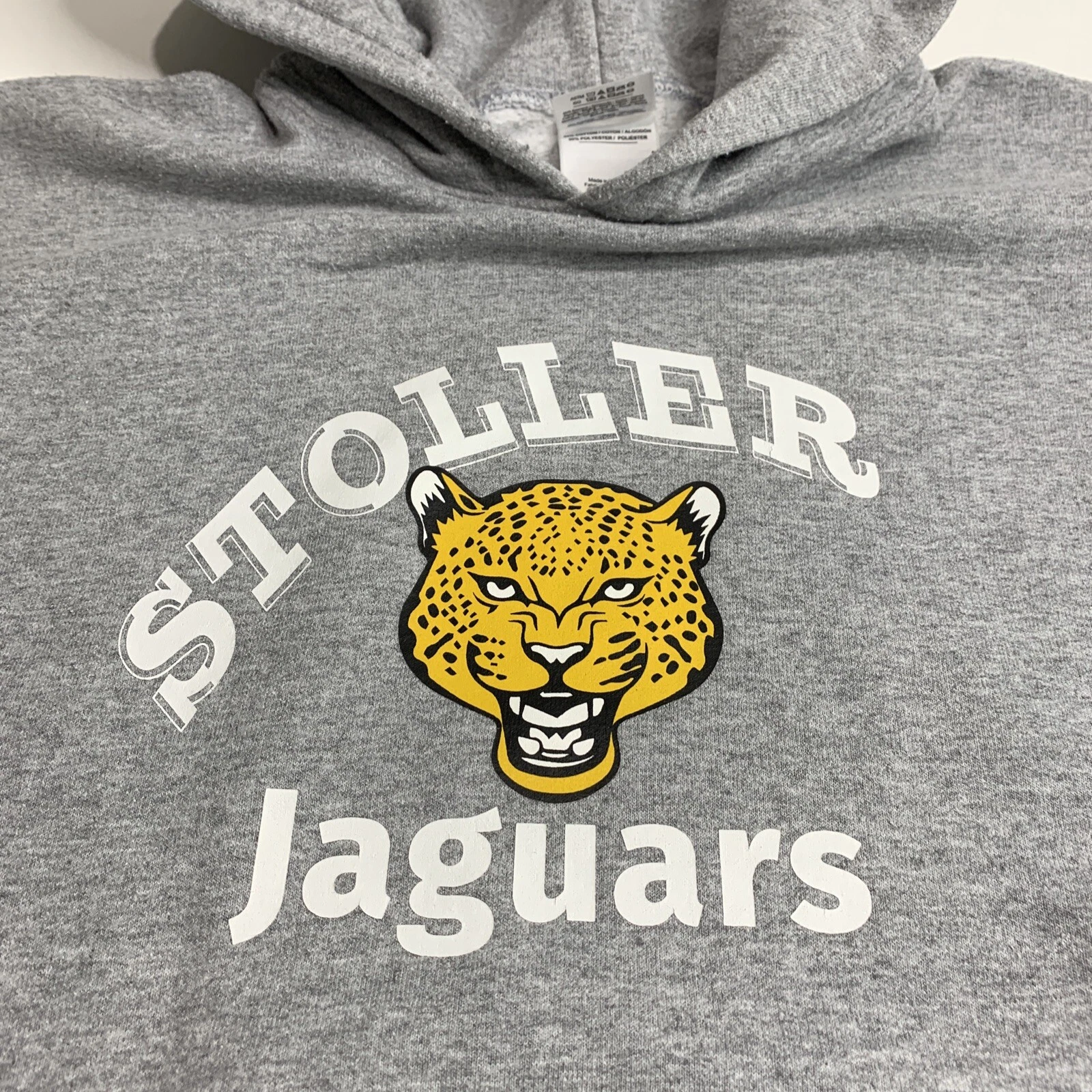 VETEMENTS Felpa con cappuccio Stoller Jaguars ragazzo XL grigia manica lunga tasca Gildan misto pesante