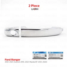 Set Keyhole Front Lh/Rh Door Outer Handle Chrome For Ford Ranger 2012 - 2021