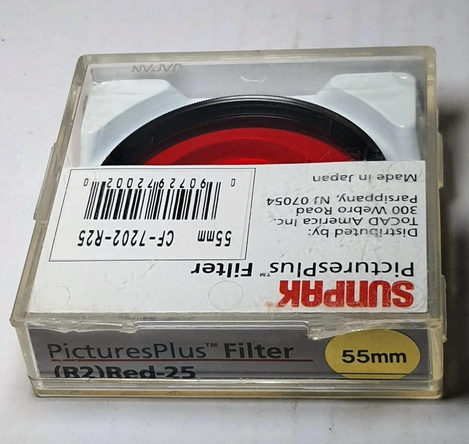 55mm SUNPAK Red #25 Glass Lens Filter 55 mm 25A 25 Black & White Film 55 Japan - Image 2 of 2