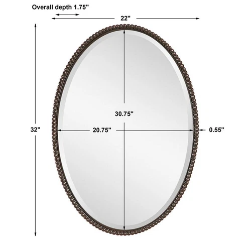 Uttermost Sherise Oval Metal and Glass Wall Mirror in Light Distressed Bronze - Picture 7 of 7