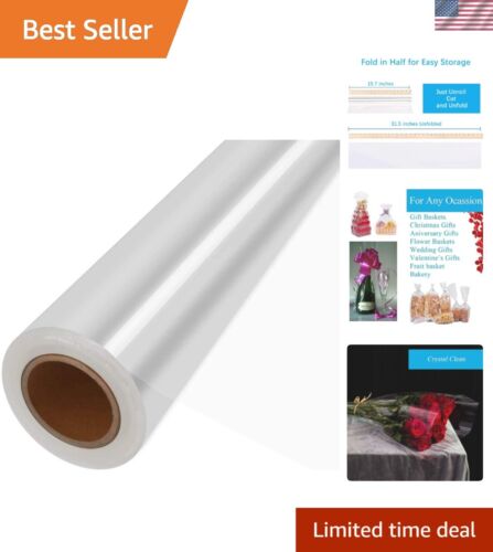 100 ft Clear Cellophane Roll 31.5" x 100 ft, 3 Mil for Gift Baskets, Flowers