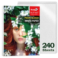 Koala Pearl Glossy Photo Paper 8.5x11 Thin 30lb 240 Count Inkjet + Laser Printer